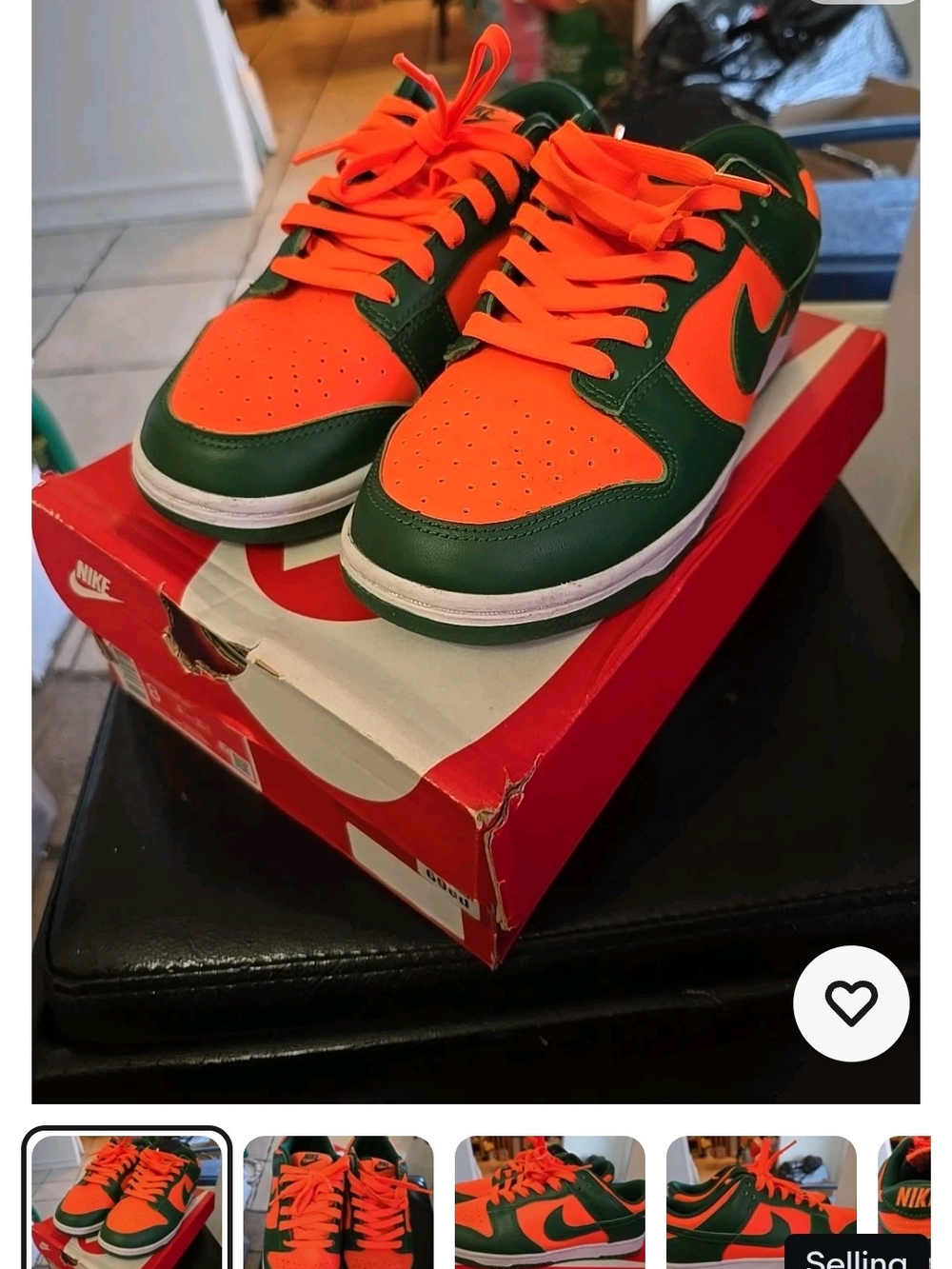 Nike Dunk Low Retro Miami Hurricanes  DD1391-300 Size 8 Men Sneakers B23